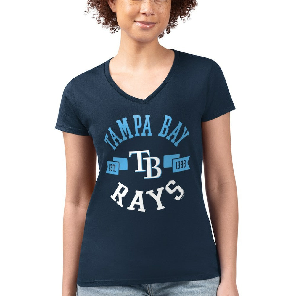 Tampa Bay Rays G-III 4Her by Carl Banks Women's Super-Slim Fit Lightweight City Graphic V-Neck T-Shirt Sale