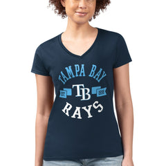 Tampa Bay Rays G-III 4Her by Carl Banks Women's Super-Slim Fit Lightweight City Graphic V-Neck T-Shirt Sale