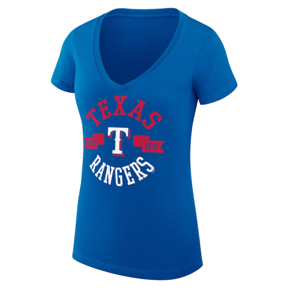 Texas Rangers G-III 4Her by Carl Banks Women's Super-Slim Fit Lightweight City Graphic V-Neck T-Shirt Outlet