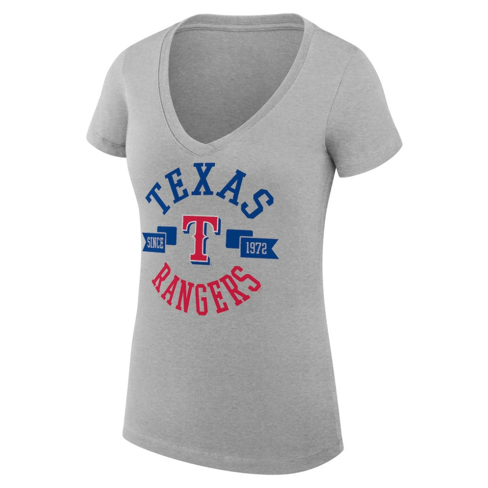 Texas Rangers G-III 4Her by Carl Banks Women's Super-Slim Fit Lightweight City Graphic V-Neck T-Shirt Sale