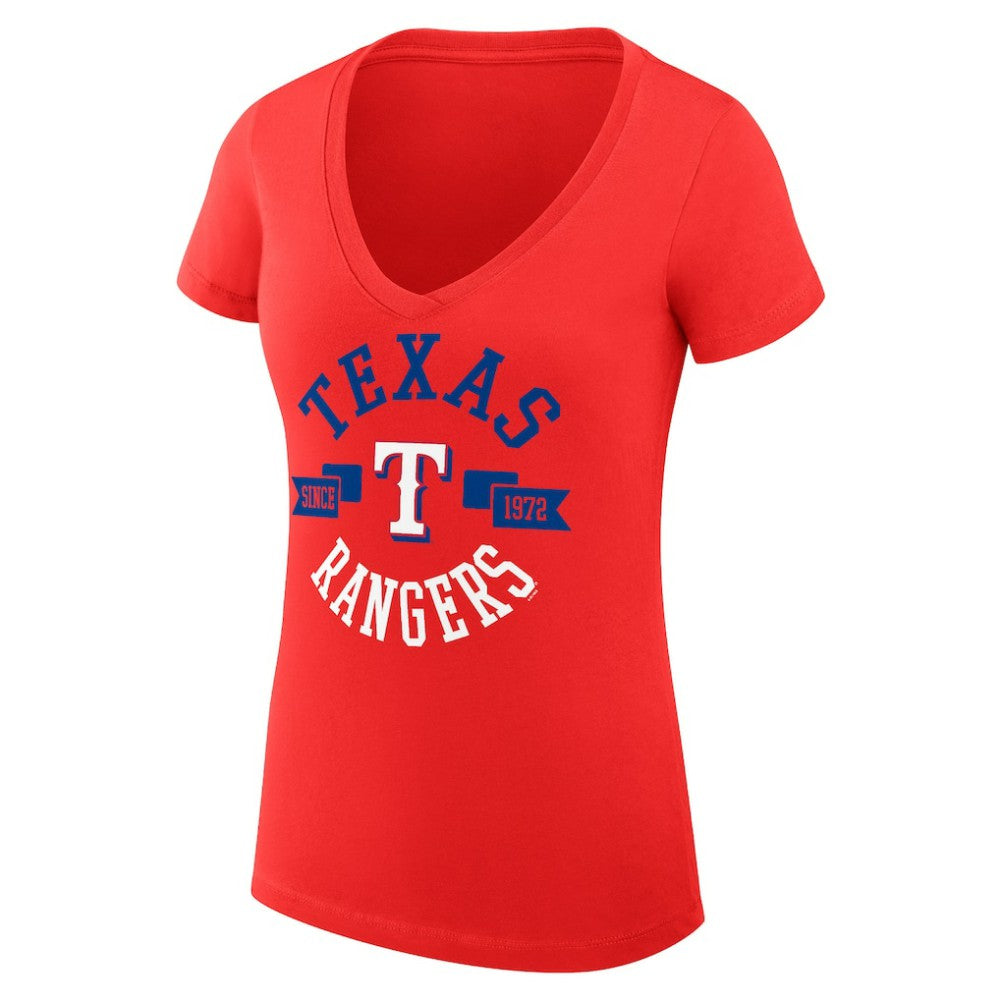 Texas Rangers G-III 4Her by Carl Banks Women's Super-Slim Fit Lightweight City Graphic V-Neck T-Shirt Sale