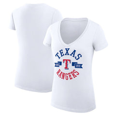 Texas Rangers G-III 4Her by Carl Banks Women's Super-Slim Fit Lightweight City Graphic V-Neck T-Shirt for sale