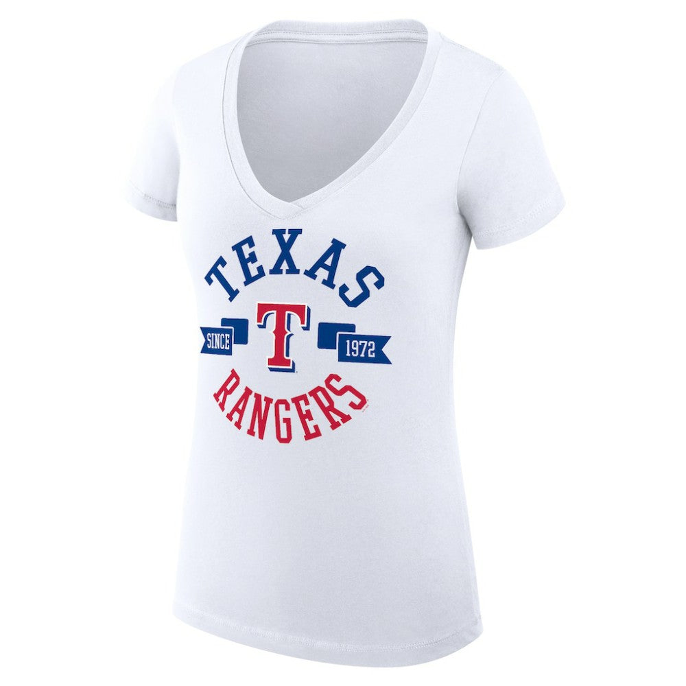 Texas Rangers G-III 4Her by Carl Banks Women's Super-Slim Fit Lightweight City Graphic V-Neck T-Shirt for sale