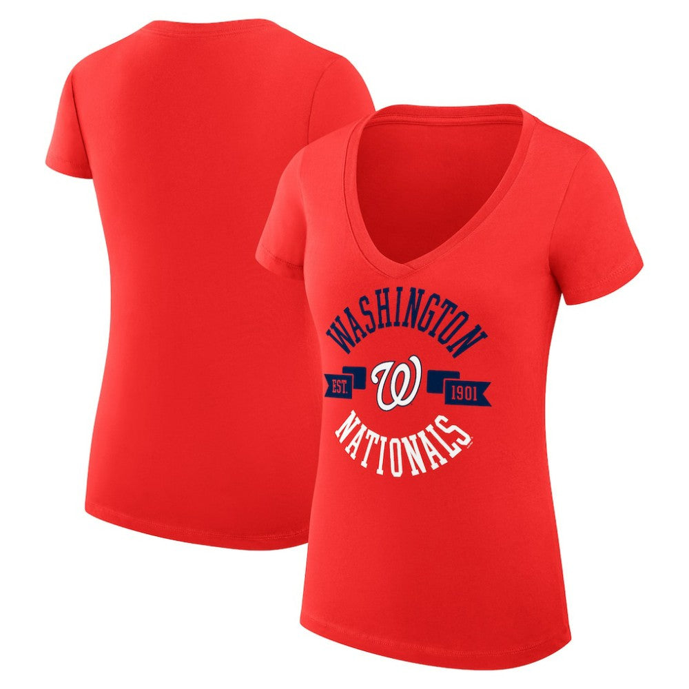 Washington Nationals G-III 4Her by Carl Banks Women's Super-Slim Fit Lightweight City Graphic V-Neck T-Shirt for sale
