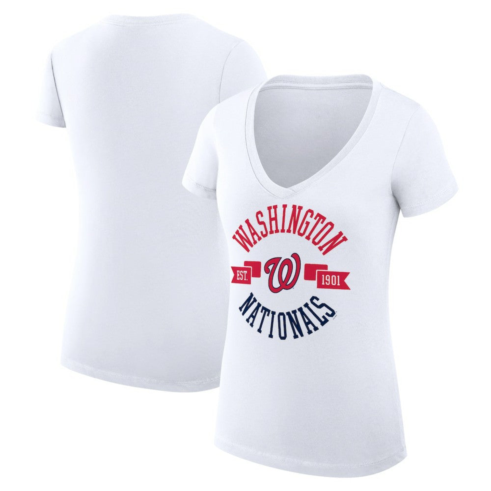 Washington Nationals G-III 4Her by Carl Banks Women's Super-Slim Fit Lightweight City Graphic V-Neck T-Shirt Discount