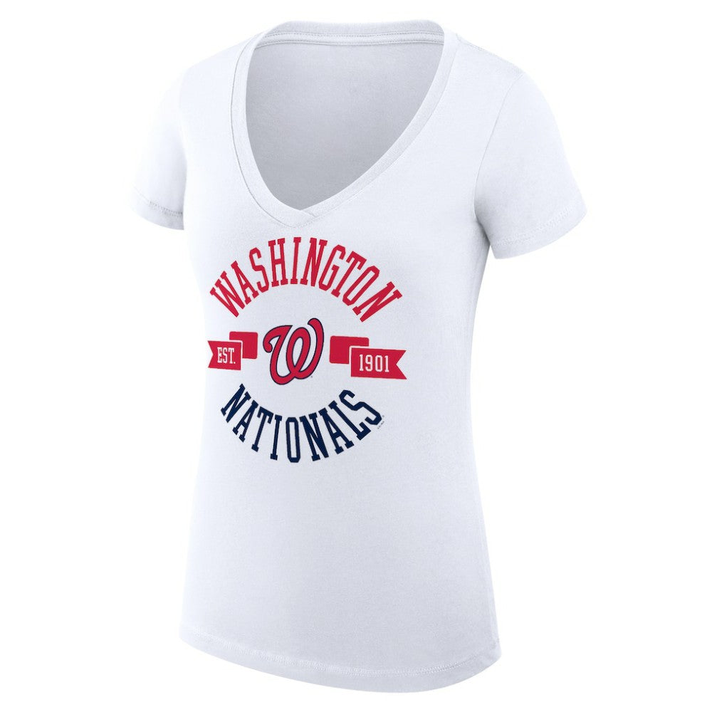 Washington Nationals G-III 4Her by Carl Banks Women's Super-Slim Fit Lightweight City Graphic V-Neck T-Shirt Discount