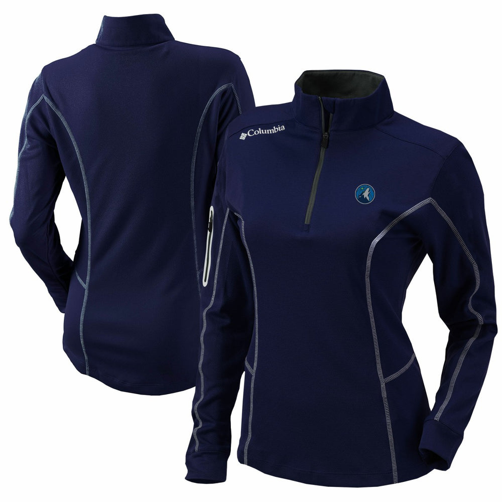 Columbia Minnesota Timberwolves Women's Omni-Wick Shotgun Quarter-Zip Pullover Top Navy