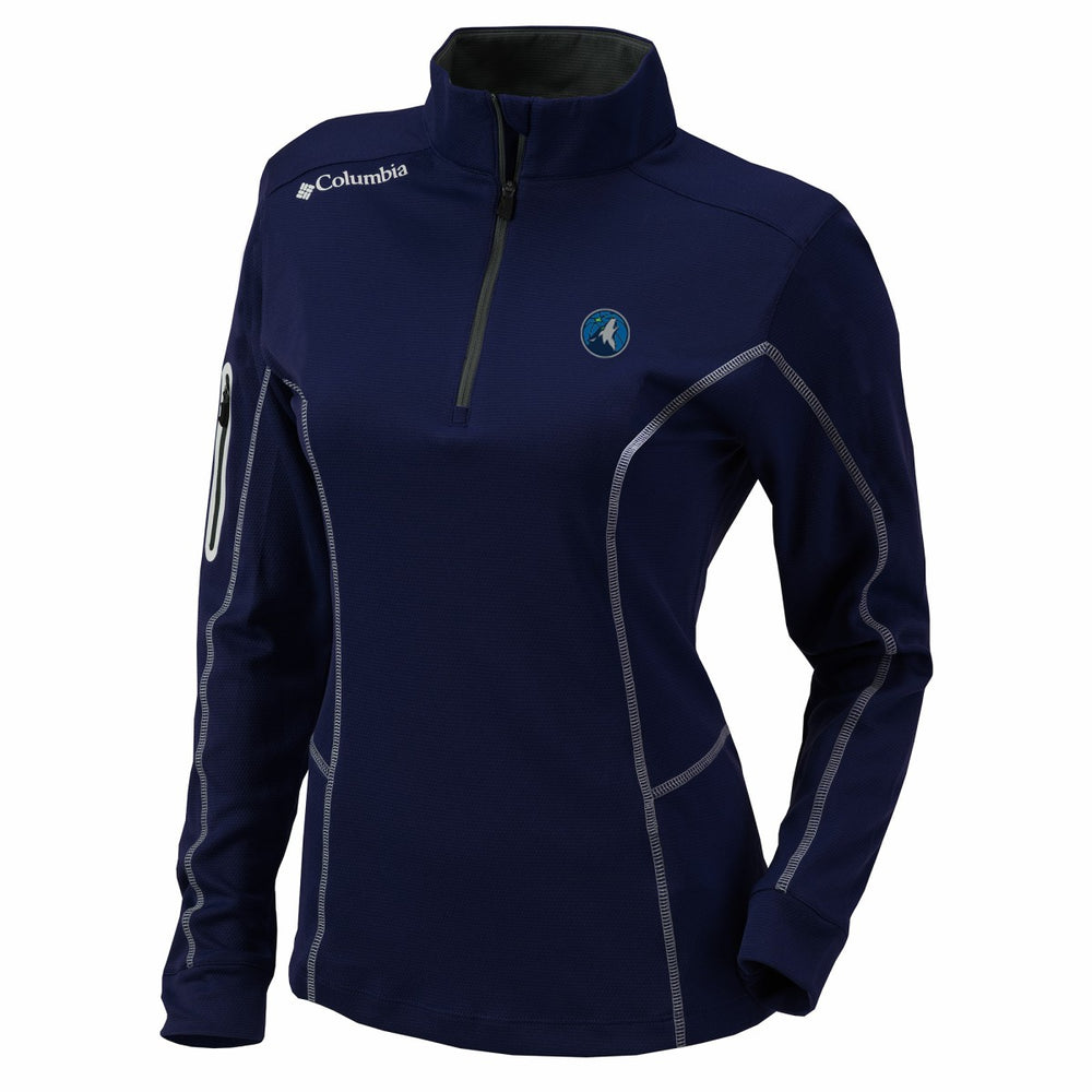 Columbia Minnesota Timberwolves Women's Omni-Wick Shotgun Quarter-Zip Pullover Top Navy