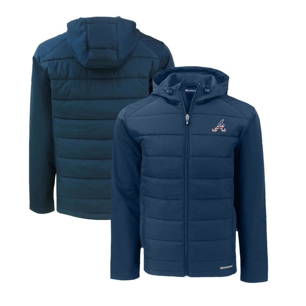 Atlanta Braves Cutter & Buck Stars & Stripes Evoke Hybrid Eco Softshell Recycled Full-Zip Hoodie Jacket Near Me