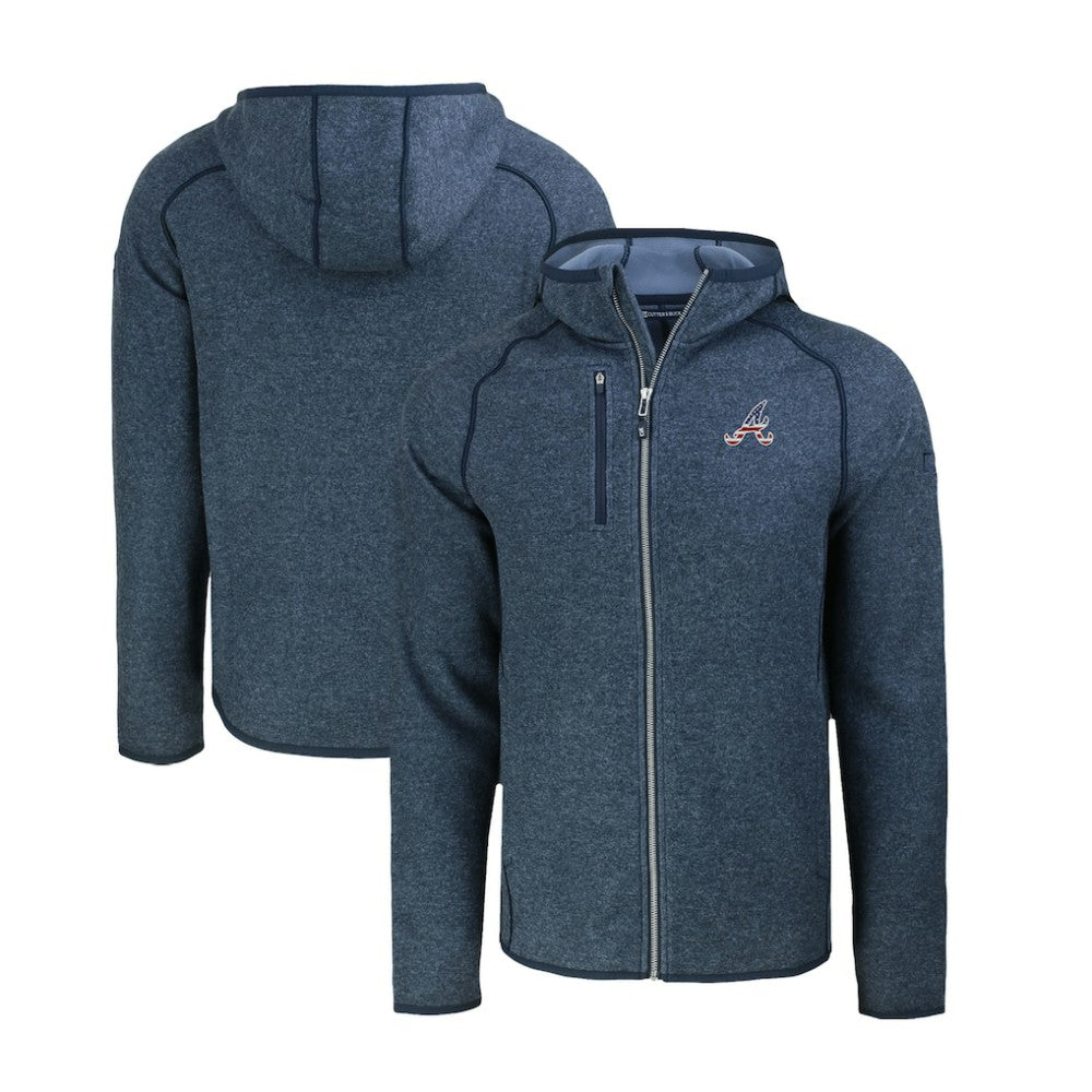 Atlanta Braves Cutter & Buck Stars & Stripes Mainsail Sweater-Knit Full-Zip Hoodie Outlet