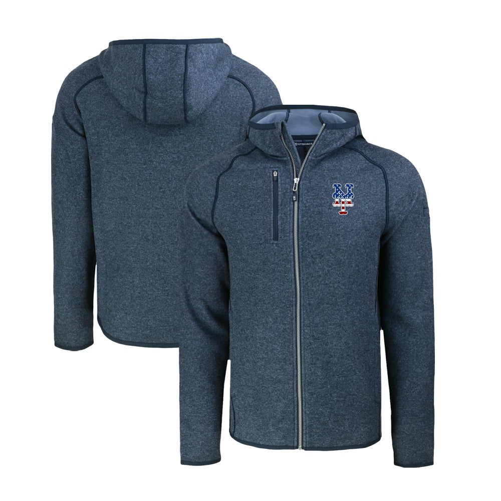 New York Mets Cutter & Buck Stars & Stripes Mainsail Sweater-Knit Full-Zip Hoodie Sale