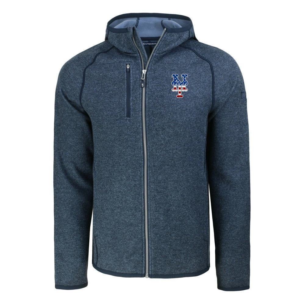 New York Mets Cutter & Buck Stars & Stripes Mainsail Sweater-Knit Full-Zip Hoodie Sale