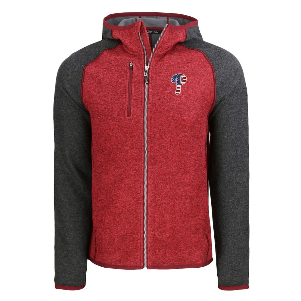 Philadelphia Phillies Cutter & Buck Stars & Stripes Mainsail Sweater-Knit Full-Zip Hoodie Discount