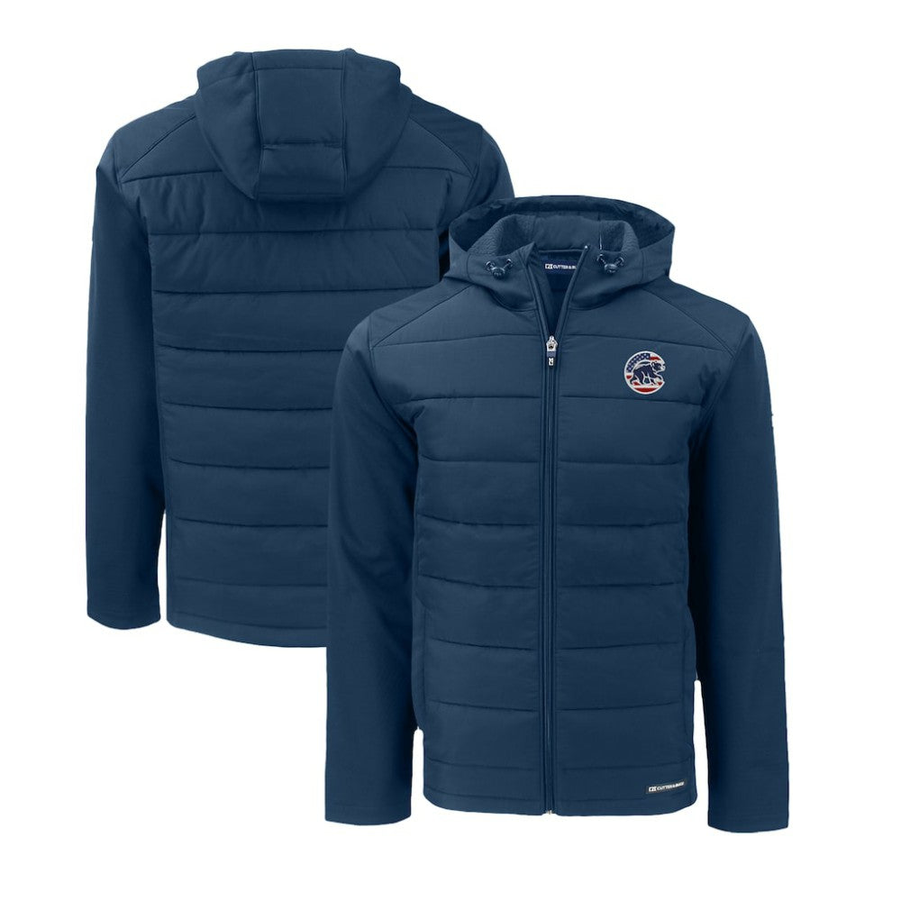 Chicago Cubs Cutter & Buck Stars & Stripes Big & Tall Evoke Hybrid Eco Softshell Recycled Full-Zip Hoodie Jacket Discount