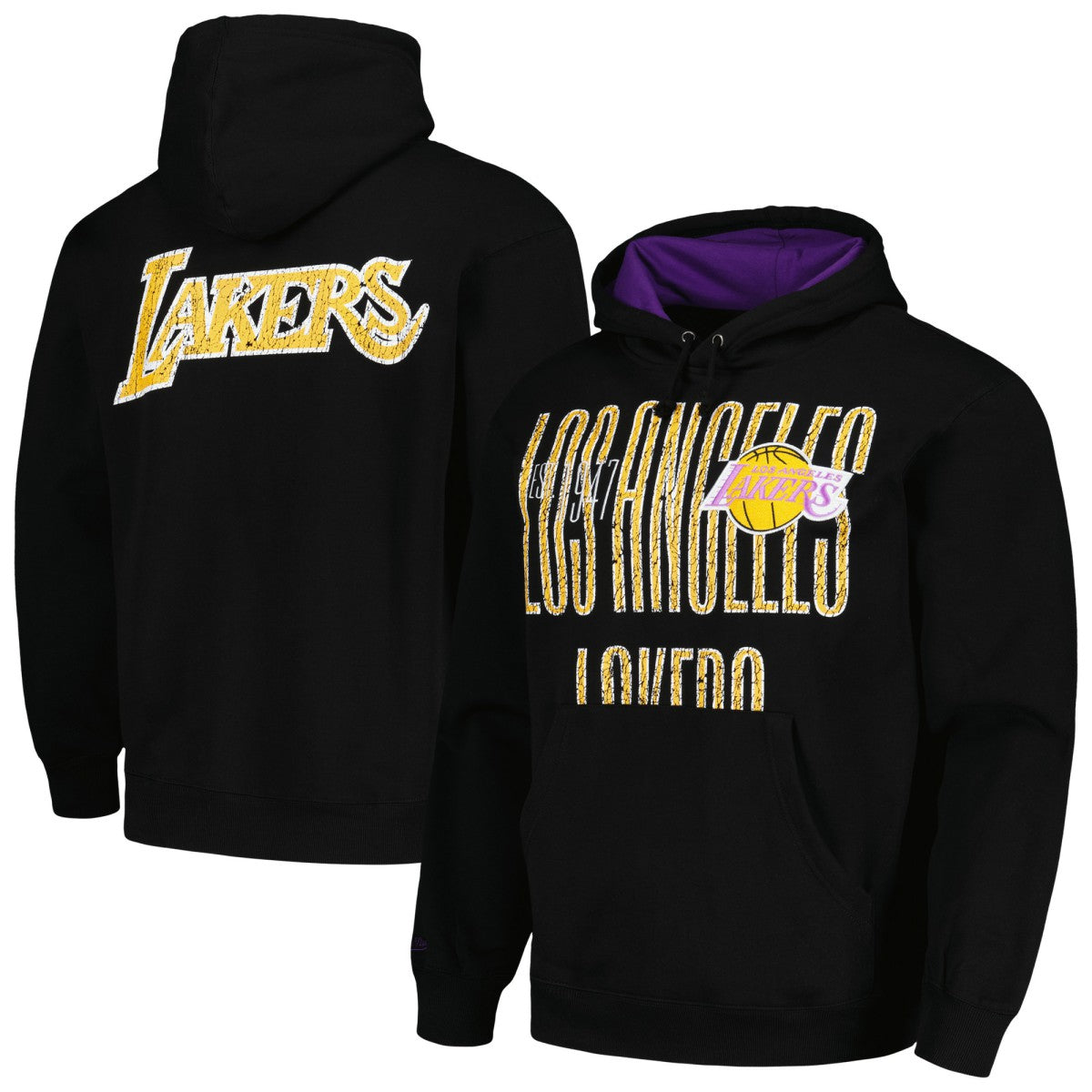 Mitchell & Ness Los Angeles Lakers Hardwood Classics OG 2.0 Pullover Hoodie Black