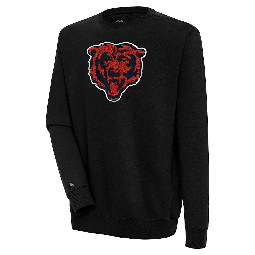 Chicago Bears Antigua Victory Crewneck Pullover Sweatshirt - Black - NFL