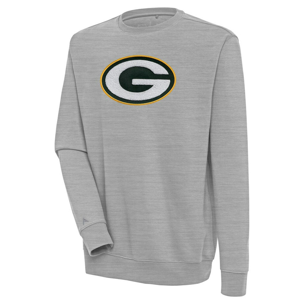 Green Bay Packers Antigua Victory Crewneck Pullover Sweatshirt - Heather Gray - NFL