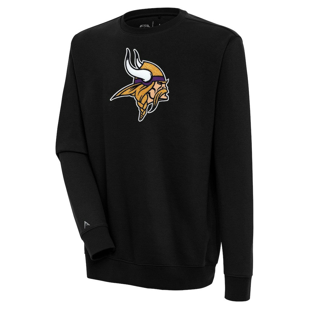 Minnesota Vikings Antigua Victory Crewneck Pullover Sweatshirt - Black - NFL