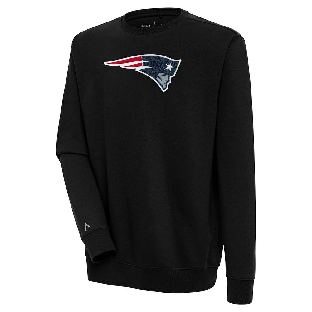 New England Patriots Antigua Victory Crewneck Pullover Sweatshirt - Black - NFL