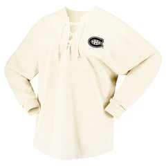 Montreal Canadiens Fanatics Women's Original Six Lace-Up Spirit Jersey Long Sleeve T-Shirt - Cream | Fanatics Clearance