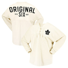 Toronto Maple Leafs Fanatics Women's Original Six Lace-Up Spirit Jersey Long Sleeve T-Shirt - Cream | Fanatics on sale