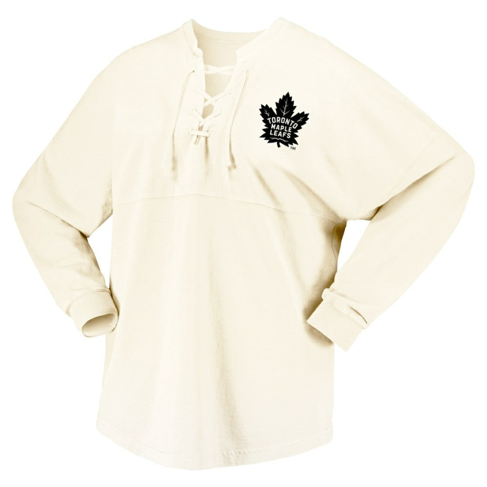 Toronto Maple Leafs Fanatics Women's Original Six Lace-Up Spirit Jersey Long Sleeve T-Shirt - Cream | Fanatics on sale