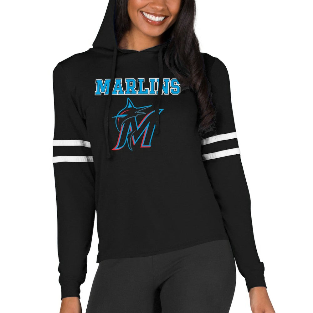 Miami Marlins Concepts Sport Women's Marathon Lightweight Lounge Pullover Hoodie Outlet