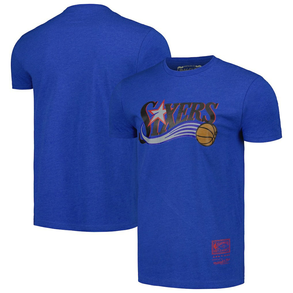 Mitchell & Ness Philadelphia 76ers Unisex Hardwood Classics MVP Throwback Logo T-Shirt Royal