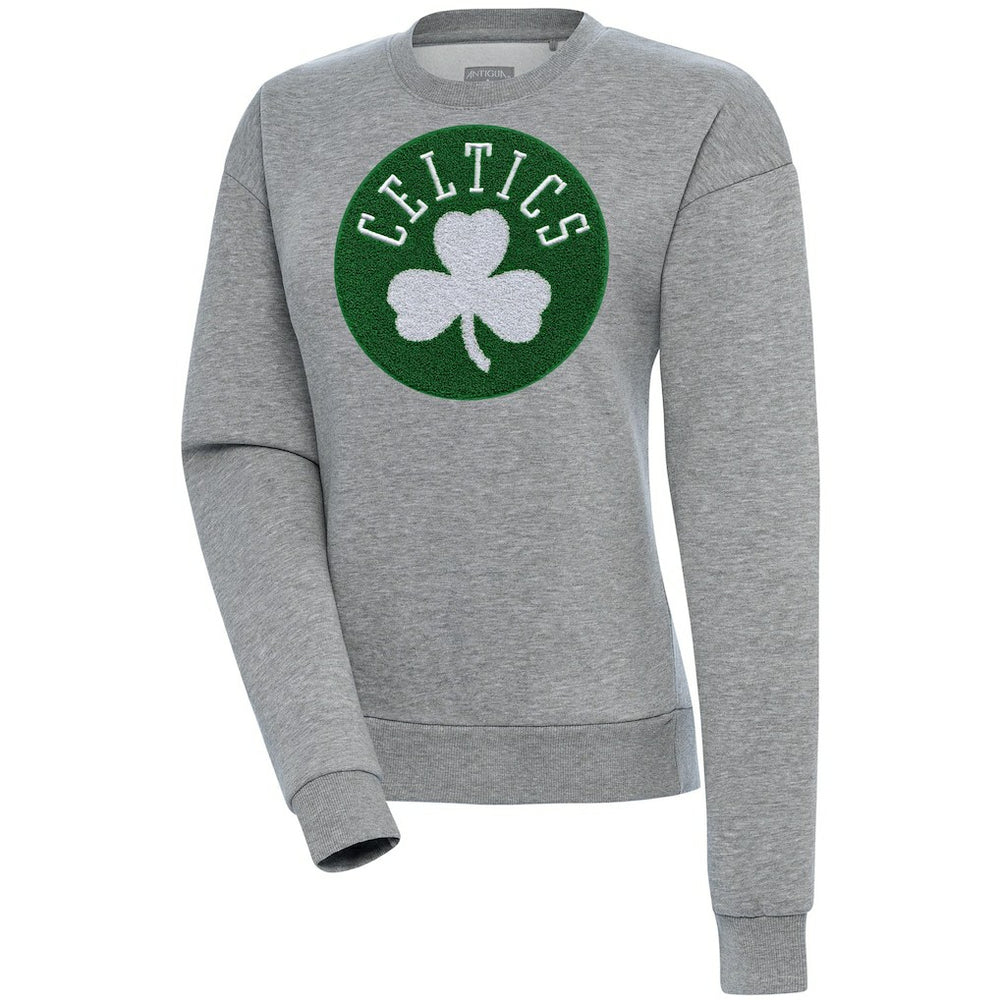 Boston Celtics Antigua Women's Victory Crewneck Pullover Sweatshirt Heather Gray