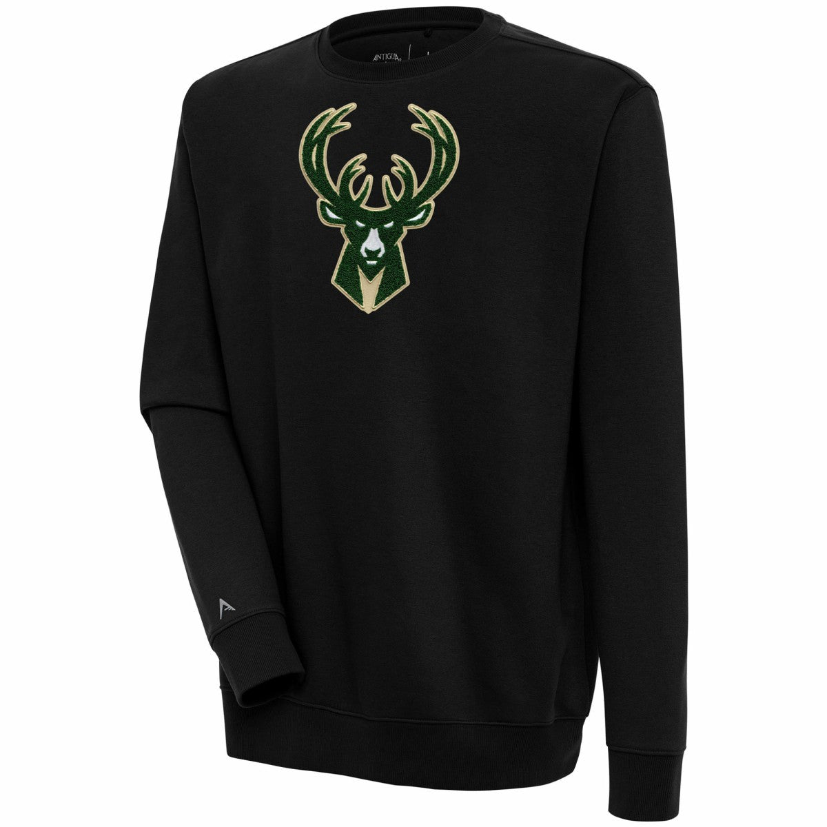 Milwaukee Bucks Antigua Victory Crewneck Pullover Sweatshirt Black