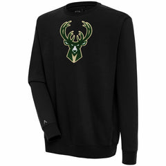 Milwaukee Bucks Antigua Victory Crewneck Pullover Sweatshirt Black