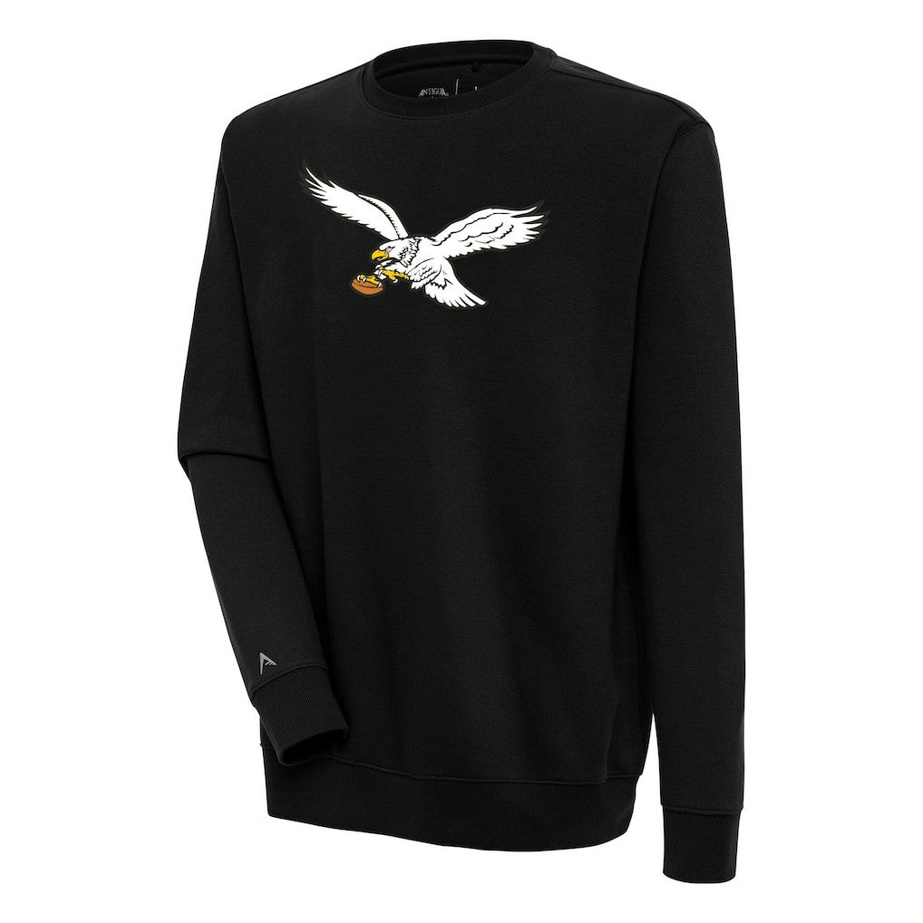 Philadelphia Eagles Adult Throwback Logo Victory Crewneck Pullover Sweatshirt - Black - NFL