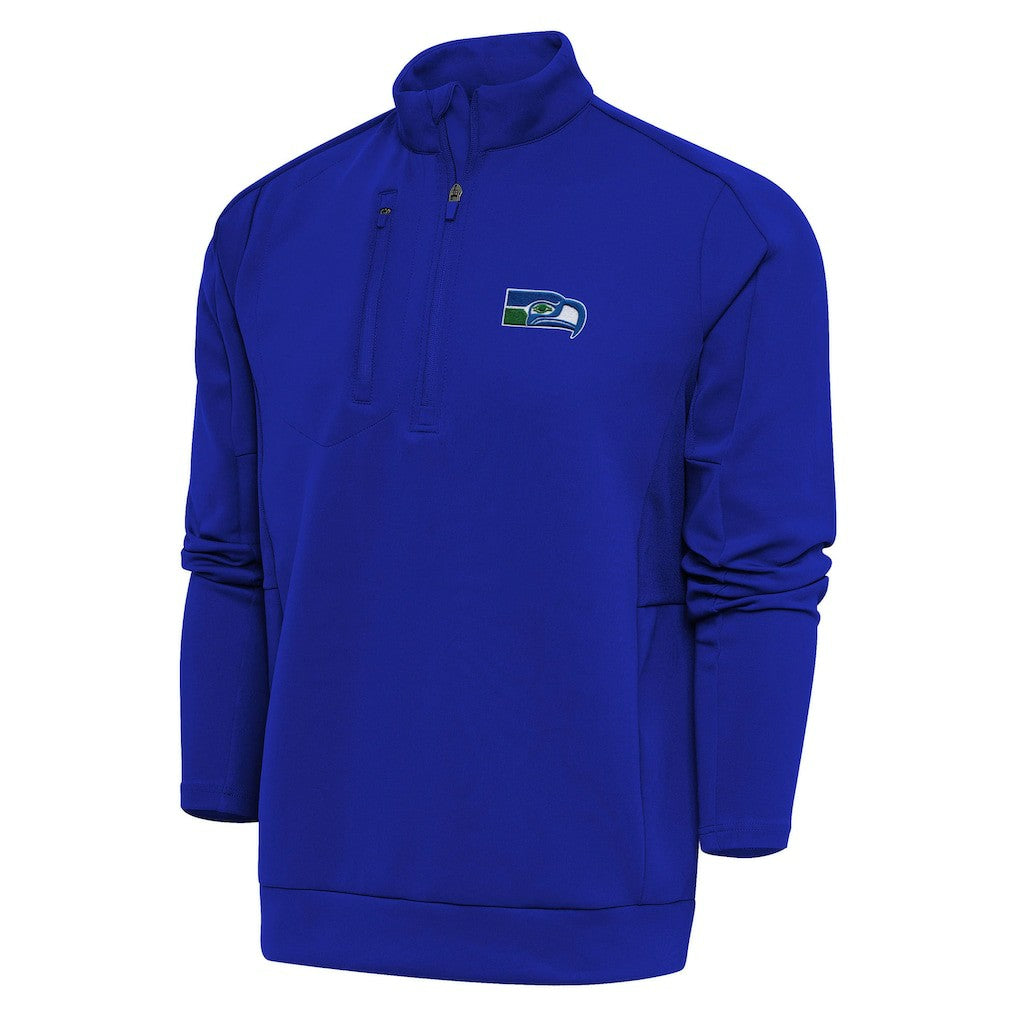 Seattle Seahawks Adult Throwback Logo Generation Quarter-Zip Pullover Top - Royal - NFL