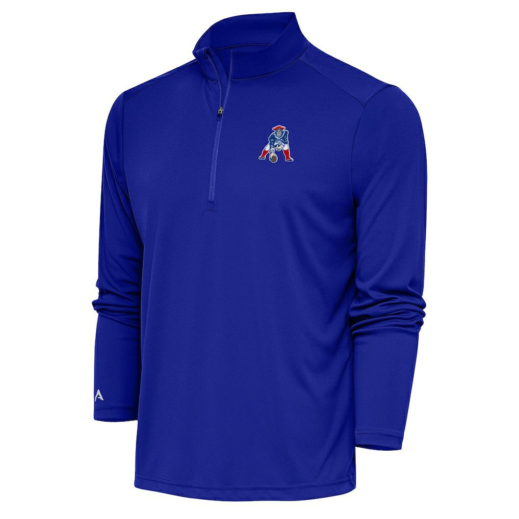 New England Patriots Adult Throwback Logo Tribute Quarter-Zip Pullover - Royal - NFL