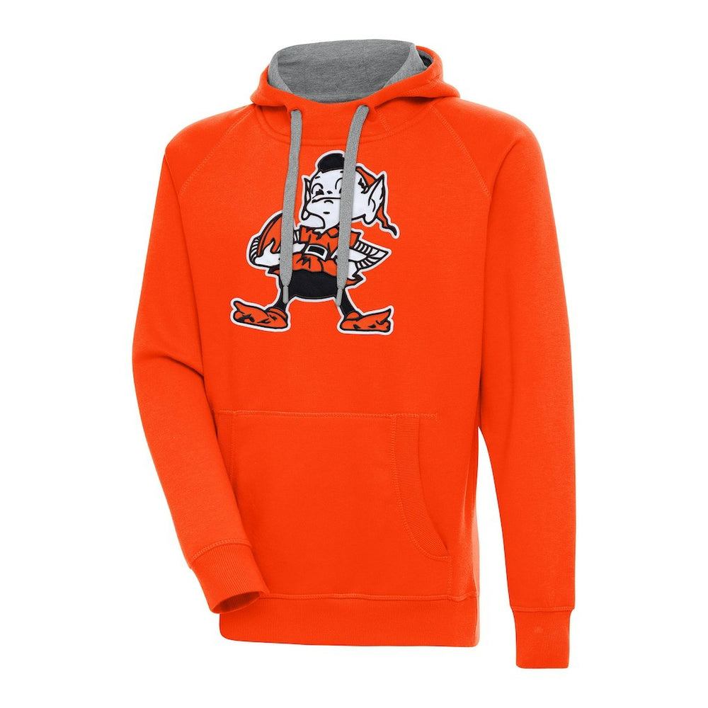 Cleveland Browns Adult Throwback Logo Victory Pullover Hoodie - Orange - NFL