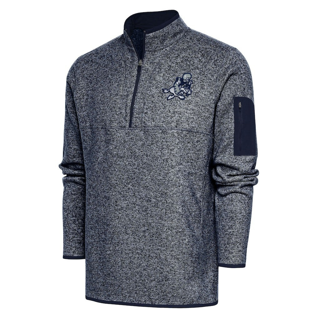 Dallas Cowboys Adult Throwback Logo Fortune Quarter-Zip Pullover Jacket - Heather Navy - NFL