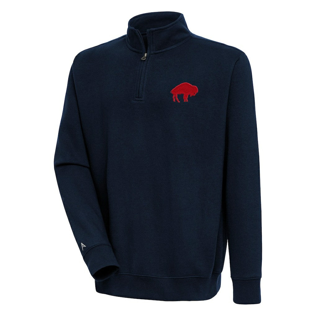 Buffalo Bills Adult Throwback Logo Victory Quarter-Zip Pullover Top - Navy - NFL