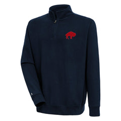 Buffalo Bills Adult Throwback Logo Victory Quarter-Zip Pullover Top - Navy - NFL