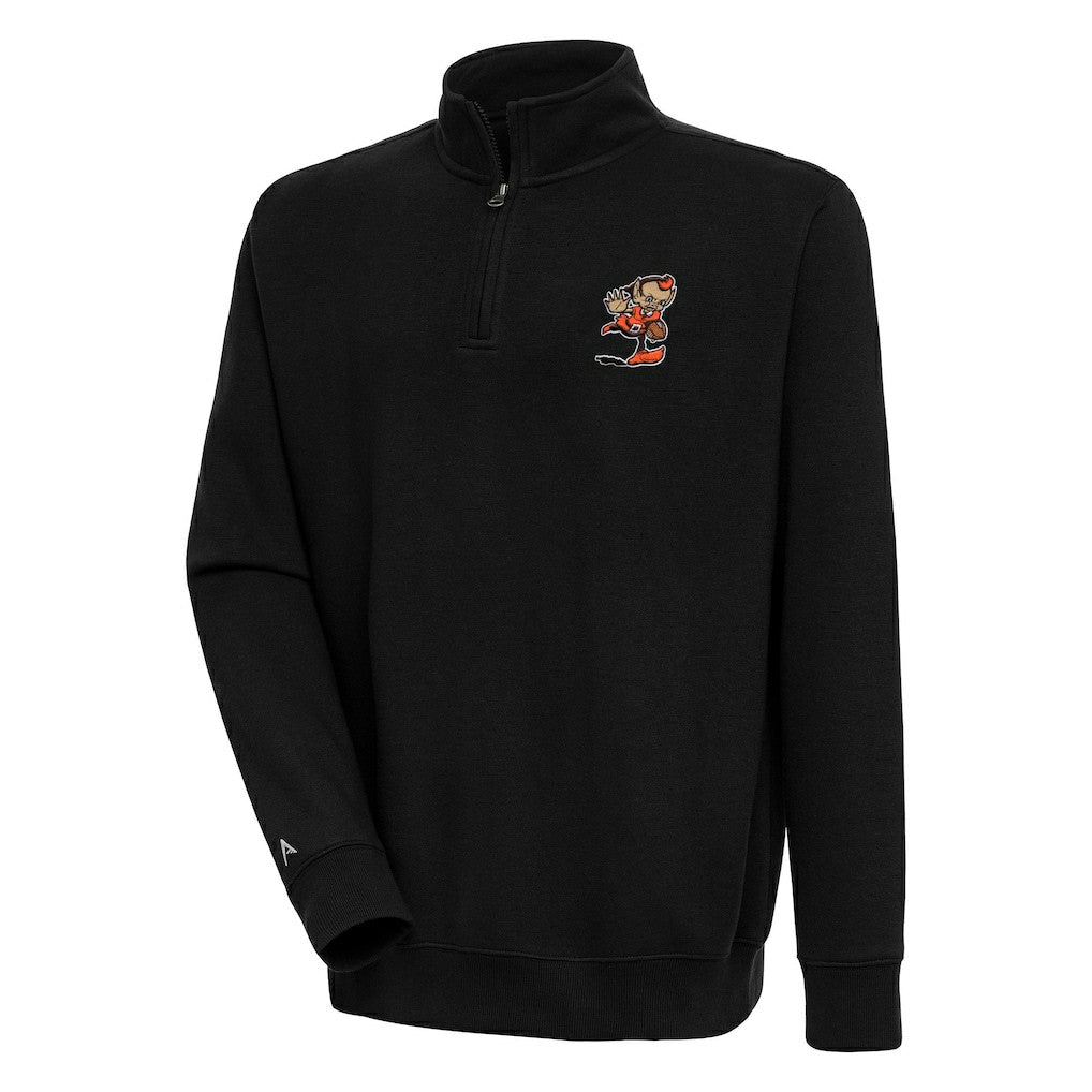 Cleveland Browns Adult Throwback Logo Victory Quarter-Zip Pullover Top - Black - NFL