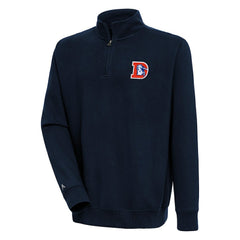 Denver Broncos Adult Throwback Logo Victory Quarter-Zip Pullover Top - Navy - NFL