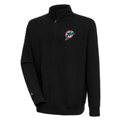 Miami Dolphins Adult Throwback Logo Victory Quarter-Zip Pullover Top - Black - NFL