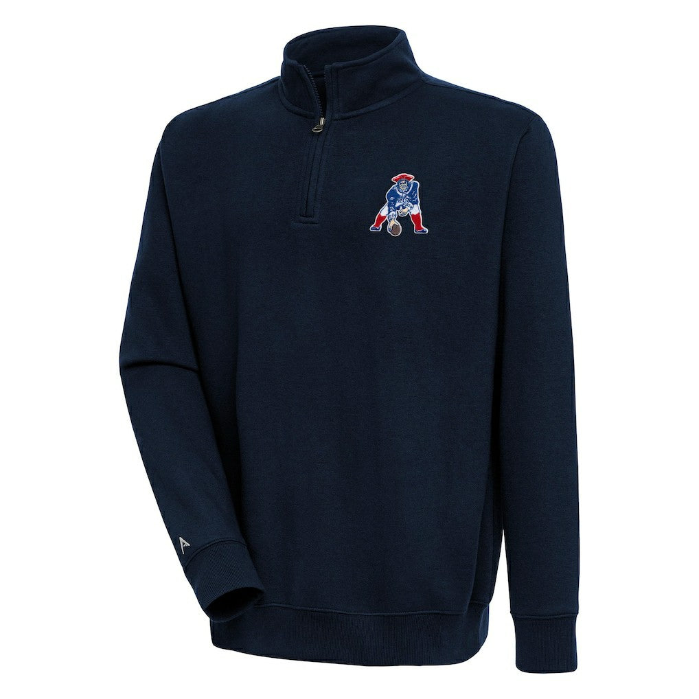 New England Patriots Adult Throwback Logo Victory Quarter-Zip Pullover Top - Navy - NFL