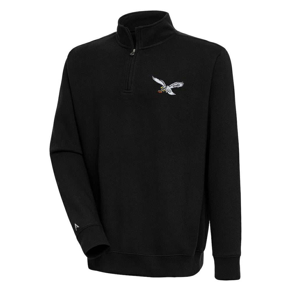 Philadelphia Eagles Adult Throwback Logo Victory Quarter-Zip Pullover Top - Black - NFL
