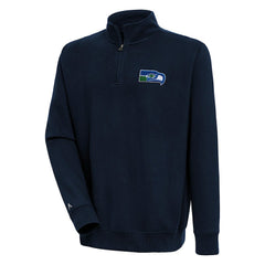 Seattle Seahawks Adult Throwback Logo Victory Quarter-Zip Pullover Top - Navy - NFL