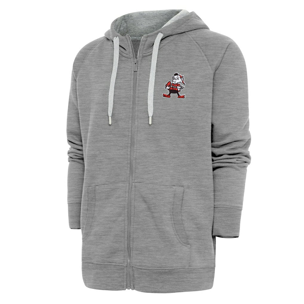 Cleveland Browns Adult Throwback Logo Victory Full-Zip Hoodie - Heather Gray - NFL