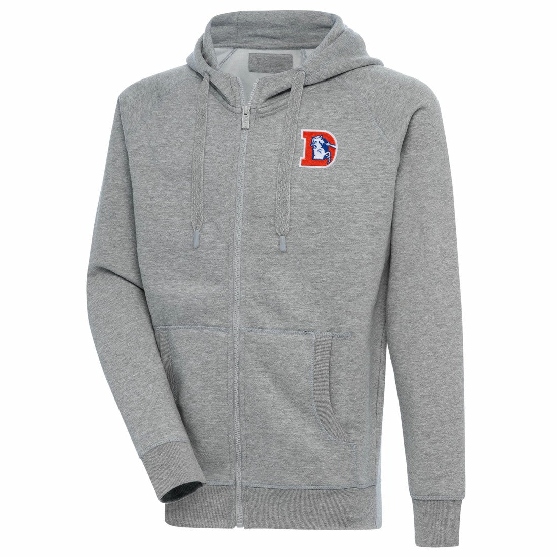 Denver Broncos Adult Throwback Logo Victory Full-Zip Hoodie - Heather Gray - NFL