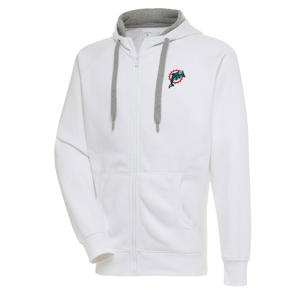 Miami Dolphins Adult Throwback Logo Victory Full-Zip Hoodie - White - NFL
