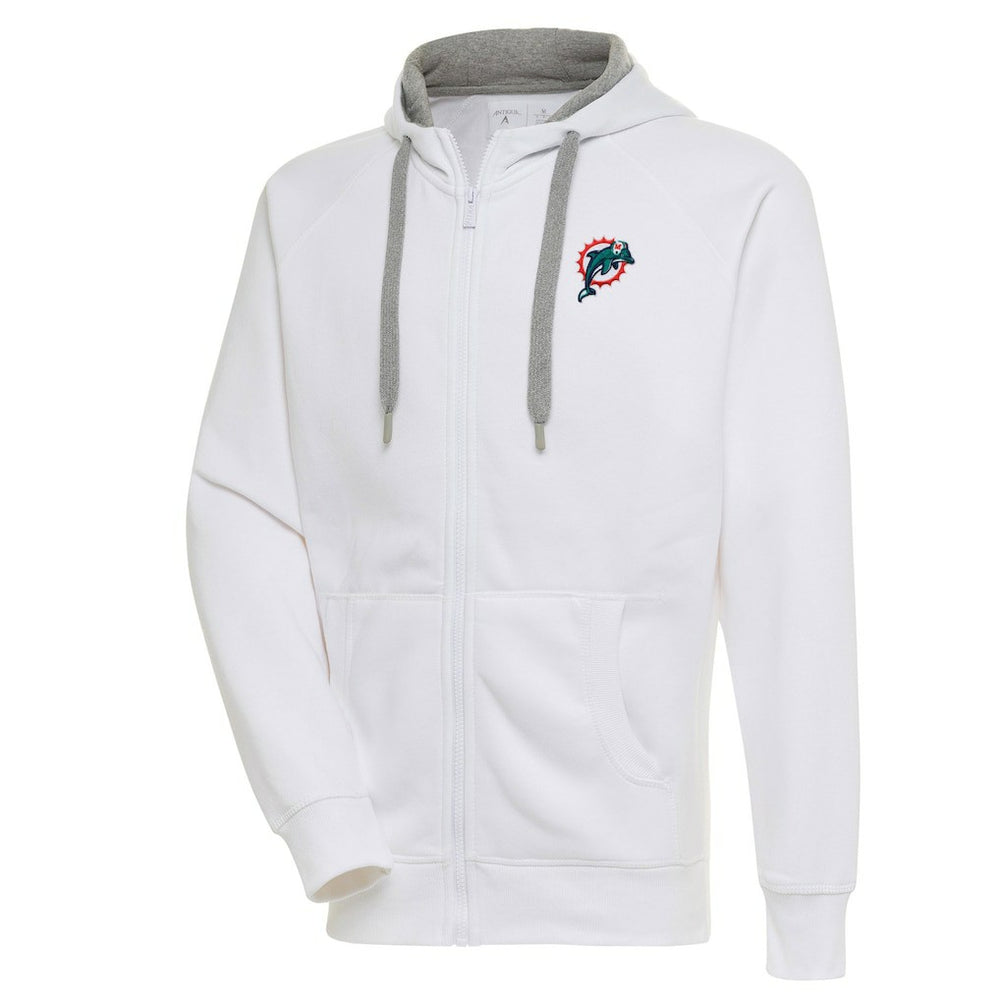 Miami Dolphins Adult Throwback Logo Victory Full-Zip Hoodie - White - NFL