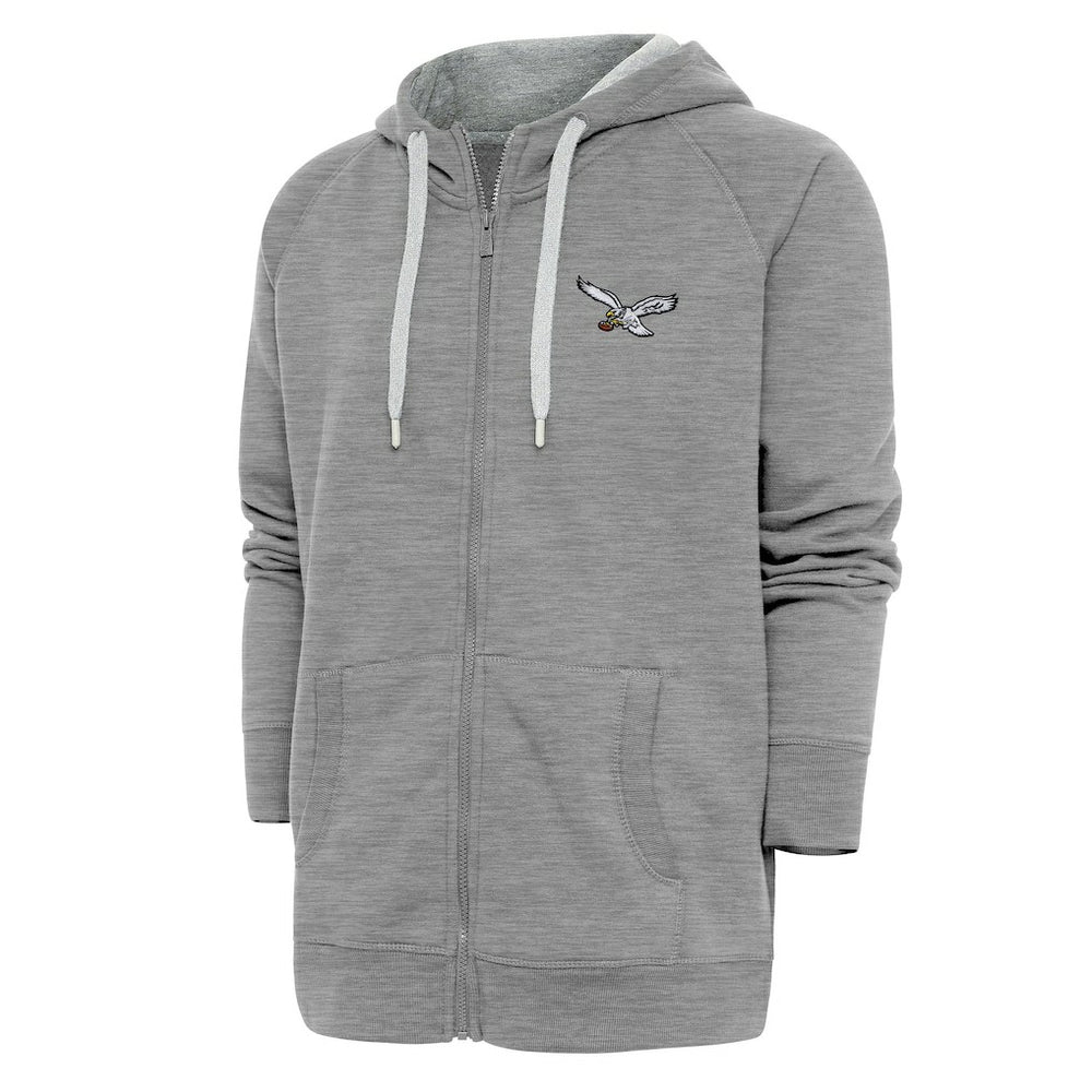 Philadelphia Eagles Adult Throwback Logo Victory Full-Zip Hoodie - Heather Gray - NFL