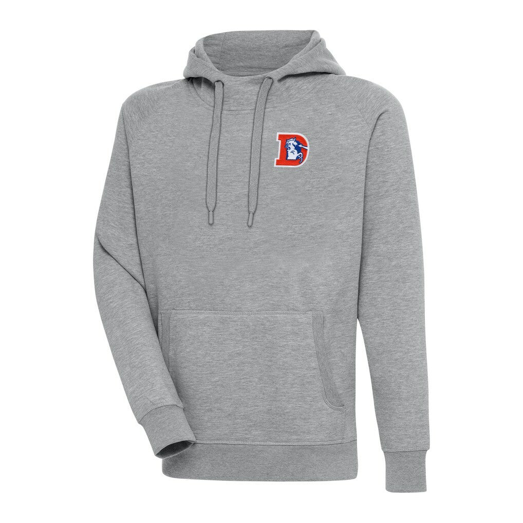 Denver Broncos Adult Throwback Logo Victory Pullover Hoodie - Heather Gray - NFL